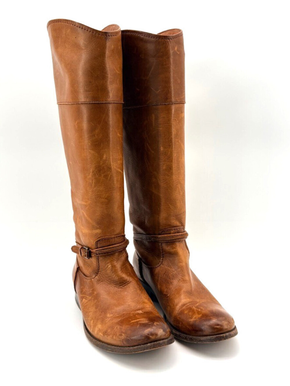 Frye Tall Riding Boots Cognac Brown Leather Equestrian Womens 7.5